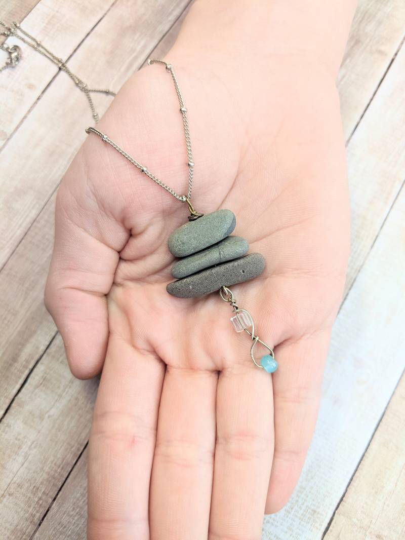 strandstein Anhänger Halskette Duluth Minnesota Cairn Schmuck strandstein Anhänger Halskette Duluth Minnesota Cairn Schmuck von BellaNBooDesigns