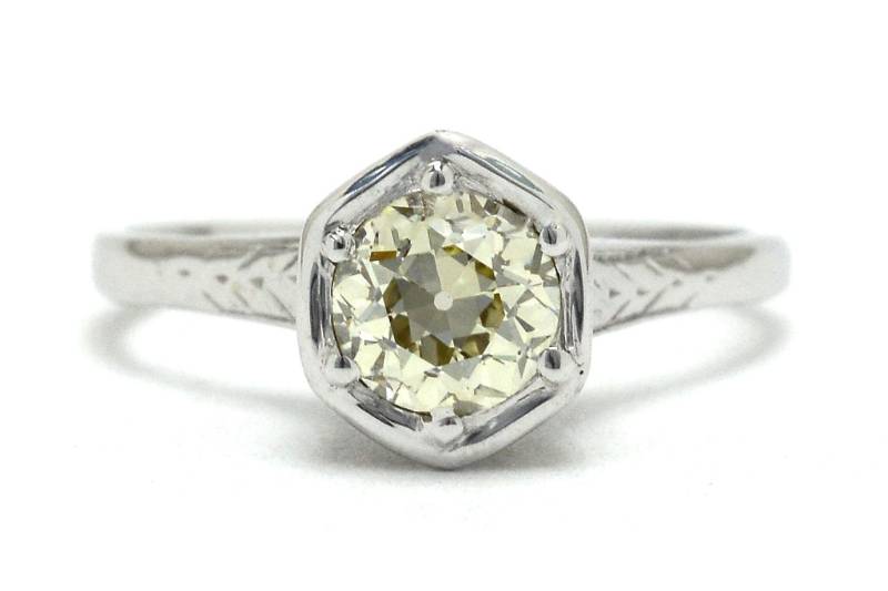 Antike Solitär 14K Weißgold Verlobungsring Antike Solitär 14K Weißgold Verlobungsring von BellaRosaGalleries