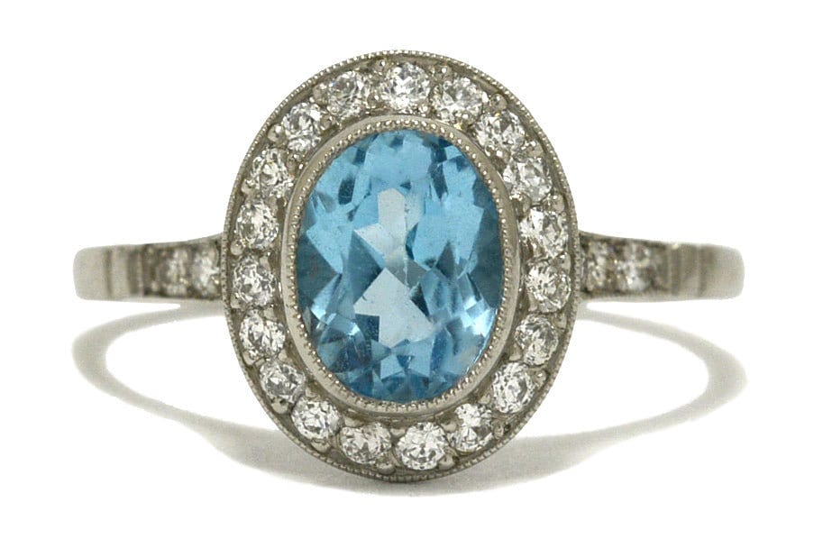 Art Deco 1.75 Karat Blautopas Verlobungsring von BellaRosaGalleries