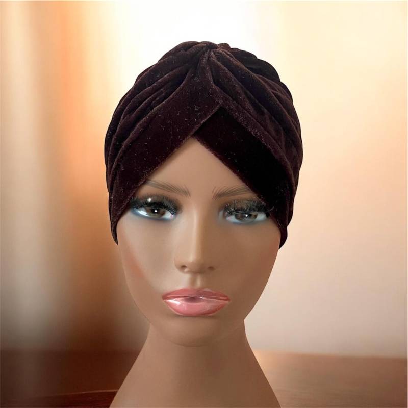 Brauner Samt Chemo Hut, Damen Kopfbedeckung von BellaSegretoFashion