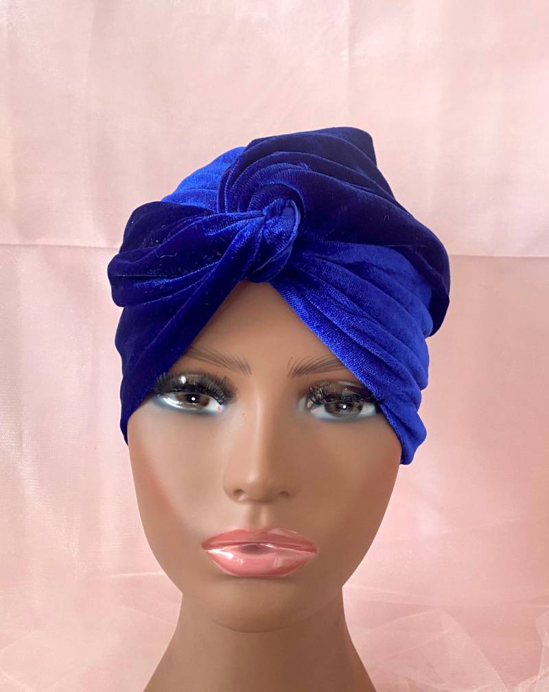 Royal Blau Samt Turban Weicher Twist Mode-Hut von BellaSegretoFashion