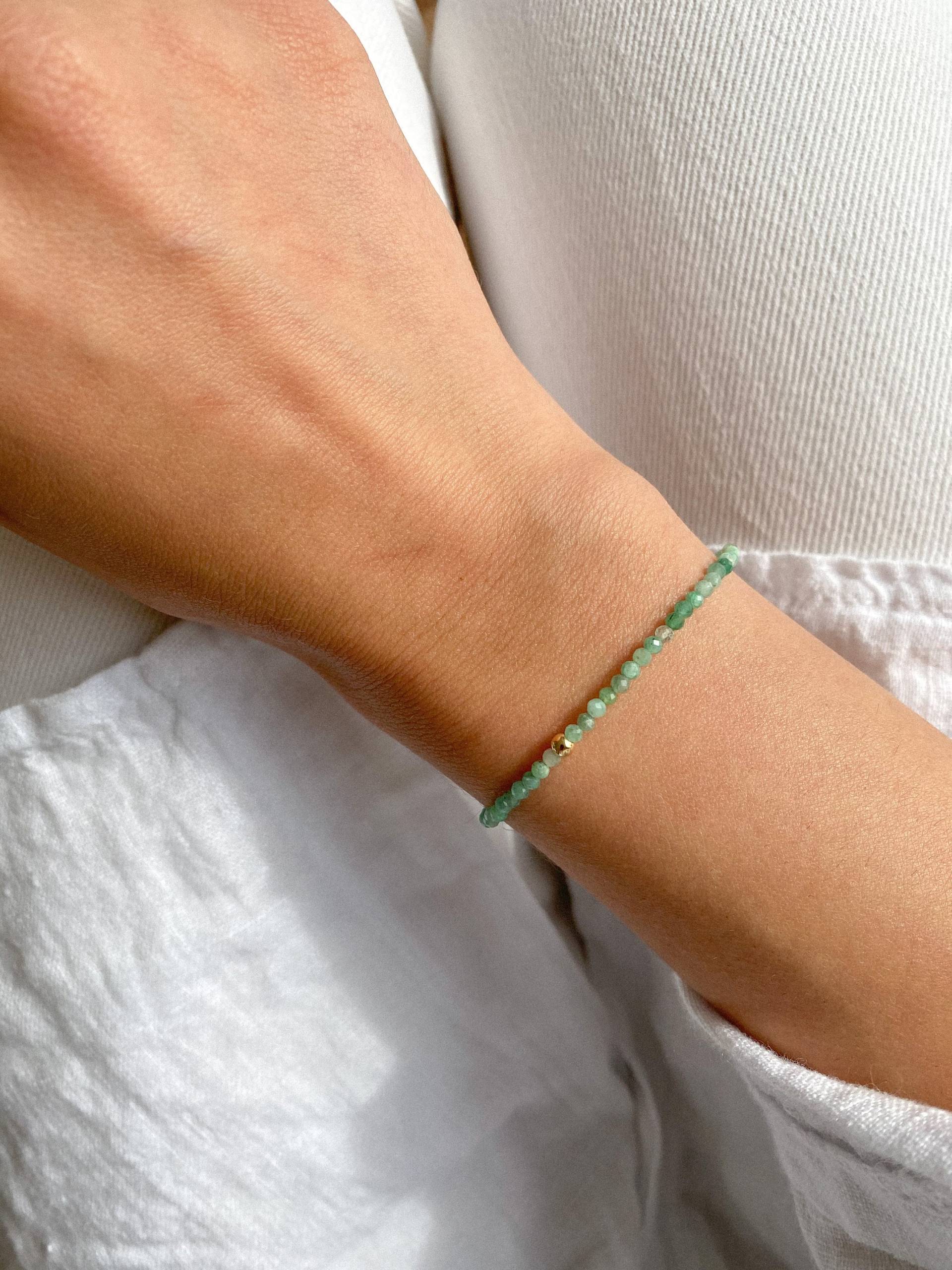 14K Solides Smaragd Goldarmband. Zartes Armband. Jubiläumsgeschenk. Geschenke Für Sie 14K Solides Smaragd Goldarmband. Zartes Armband. Jubiläumsgeschenk. Geschenke Für Sie von BellaSherban
