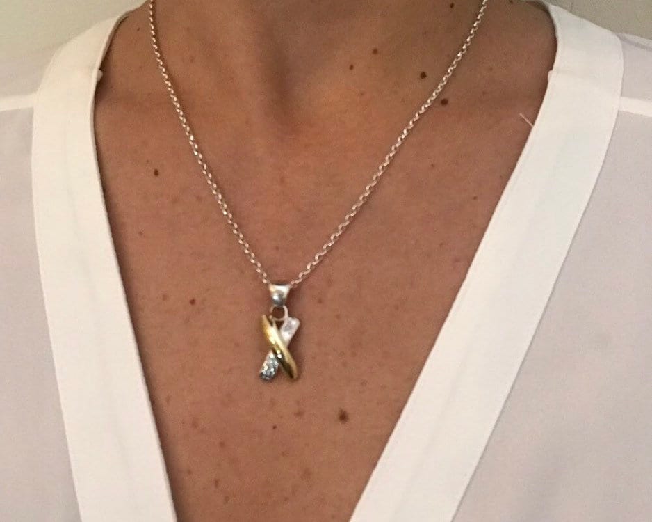 18K Vergoldete Und 950 Silber Set Ohrringe Anhänger Mit Cz Akzenten von BellaSilverJewelry