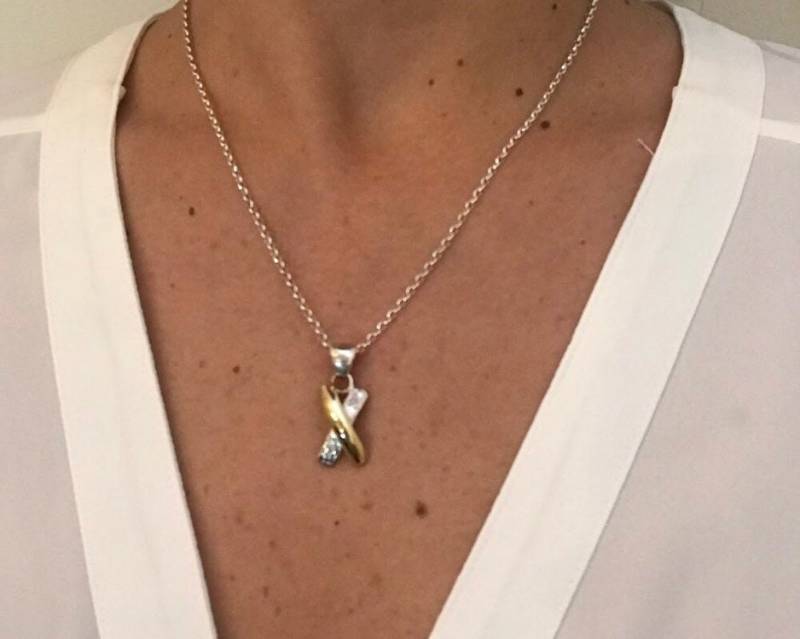 18K Vergoldete Und 950 Silber Set Ohrringe Anhänger Mit Cz Akzenten von BellaSilverJewelry