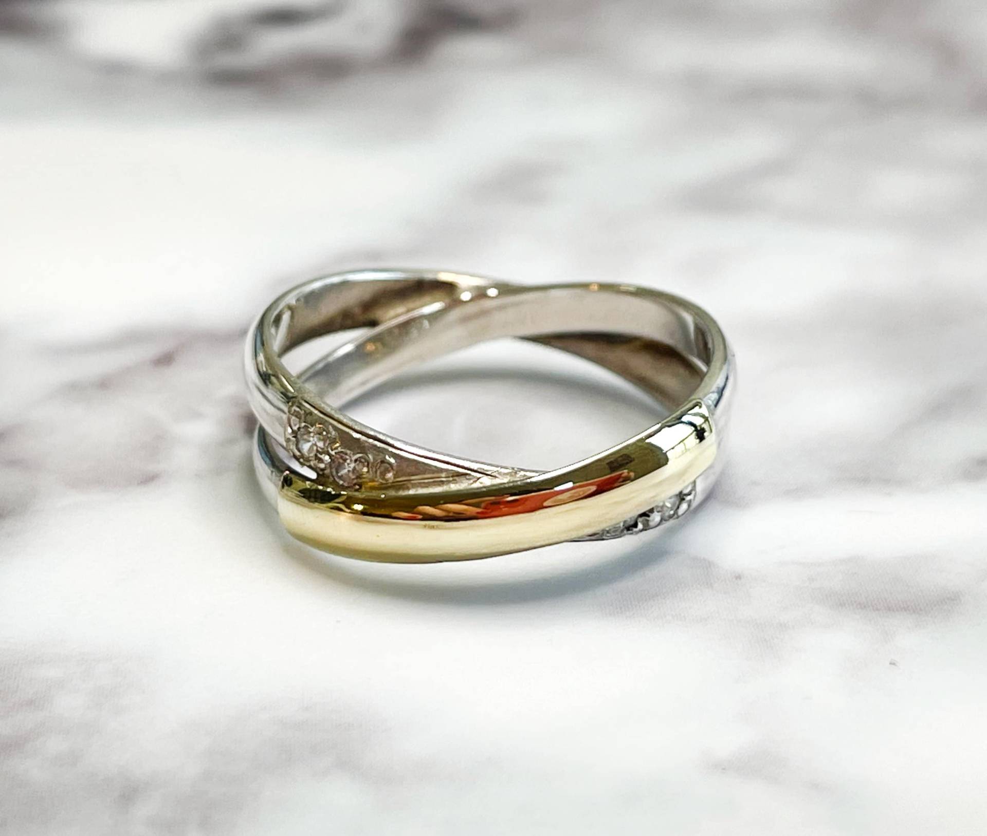 18K Vergoldeter Cubic Zirkonia Ring Aus 950 Silber von BellaSilverJewelry