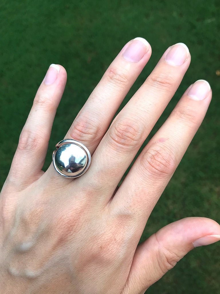 Großer Linsen Silber Ring; 950 von BellaSilverJewelry
