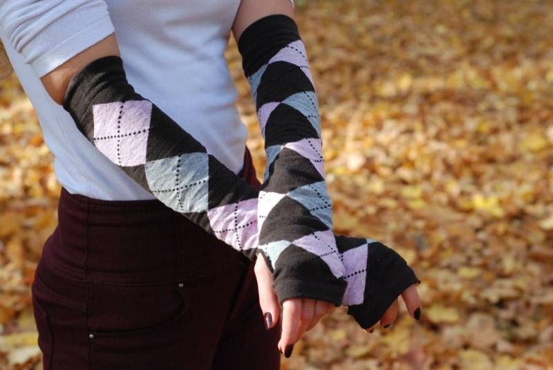 Argyle Fingerlose Handschuhe Armstulpen Aus Baumwollmischung von Bellada