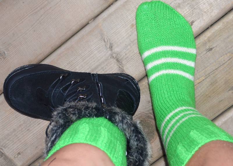 Grün/Weiß Gestreifte Wollsocken, Grösse 7-9 Grün/Weiß Gestreifte Wollsocken, Grösse 7-9 von Bellada