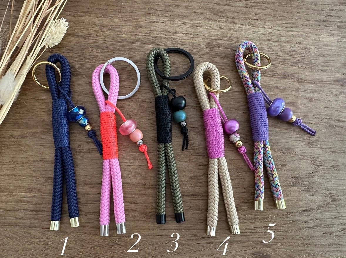 Sa-Mini2 - | Schlüsselanhänger Mini Aus Tau in Bunt Mit Charm Perlen Anhänger Verschiedene Farben von BellafakturShop