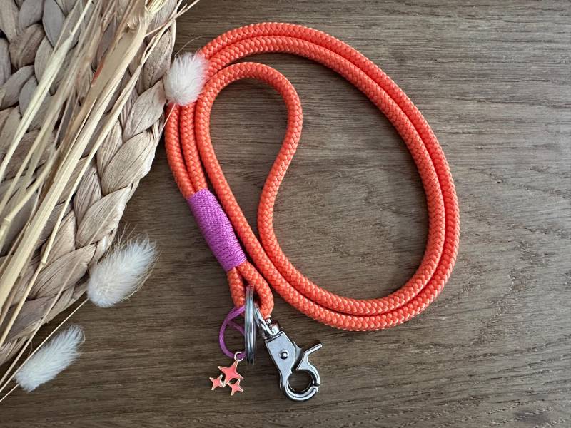 Sb-Oran-Bugu-1 | Schlüsselband Aus Tau in Neon Orange - Rosa Lanyard Ausweisband Schlüsselanhänger Mit Karabiner Und Schlüsselring von BellafakturShop