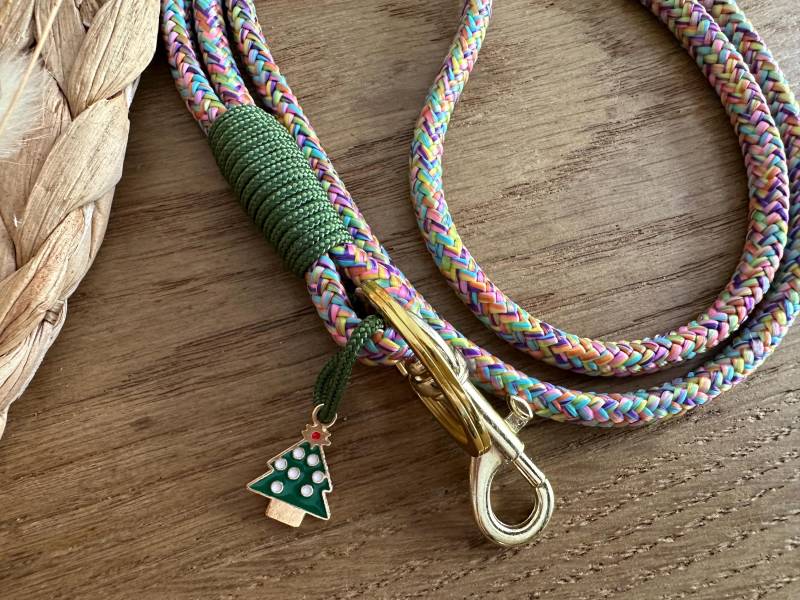 Sb-xmas-Flol-2E | Schlüsselband Aus Tau in Bunt - Oliv Grün Gold Mit Tannenbaum Anhänger Ausweisband Lanyard Geschenk von BellafakturShop