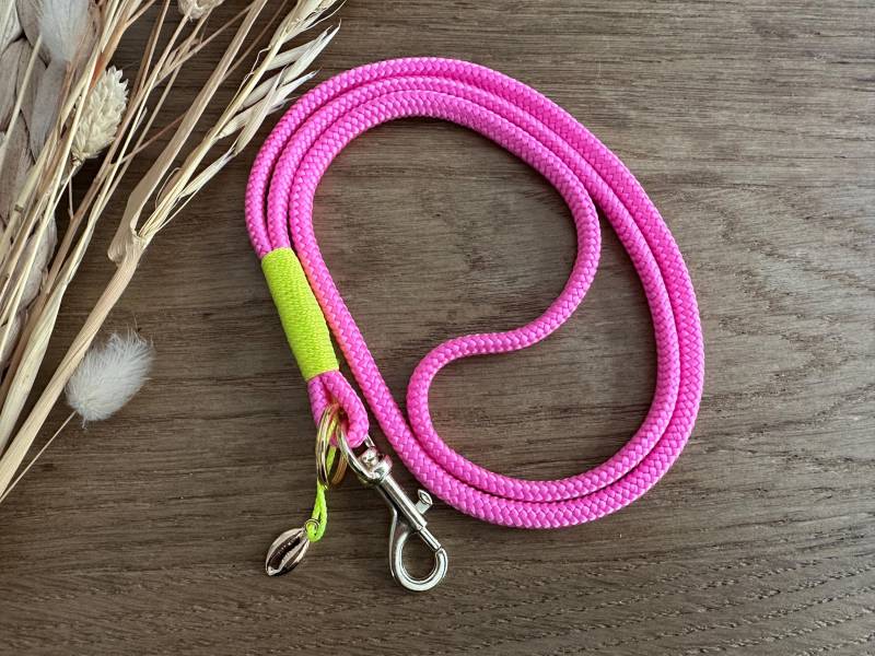 Sb5-Pink-Nege-2 | Schlüsselband Mini Aus Tau in Rosa/Neon Pink - Gelb Gold Lanyard Schlüsselanhänger Mit Karabiner Und Schlüsselring von BellafakturShop
