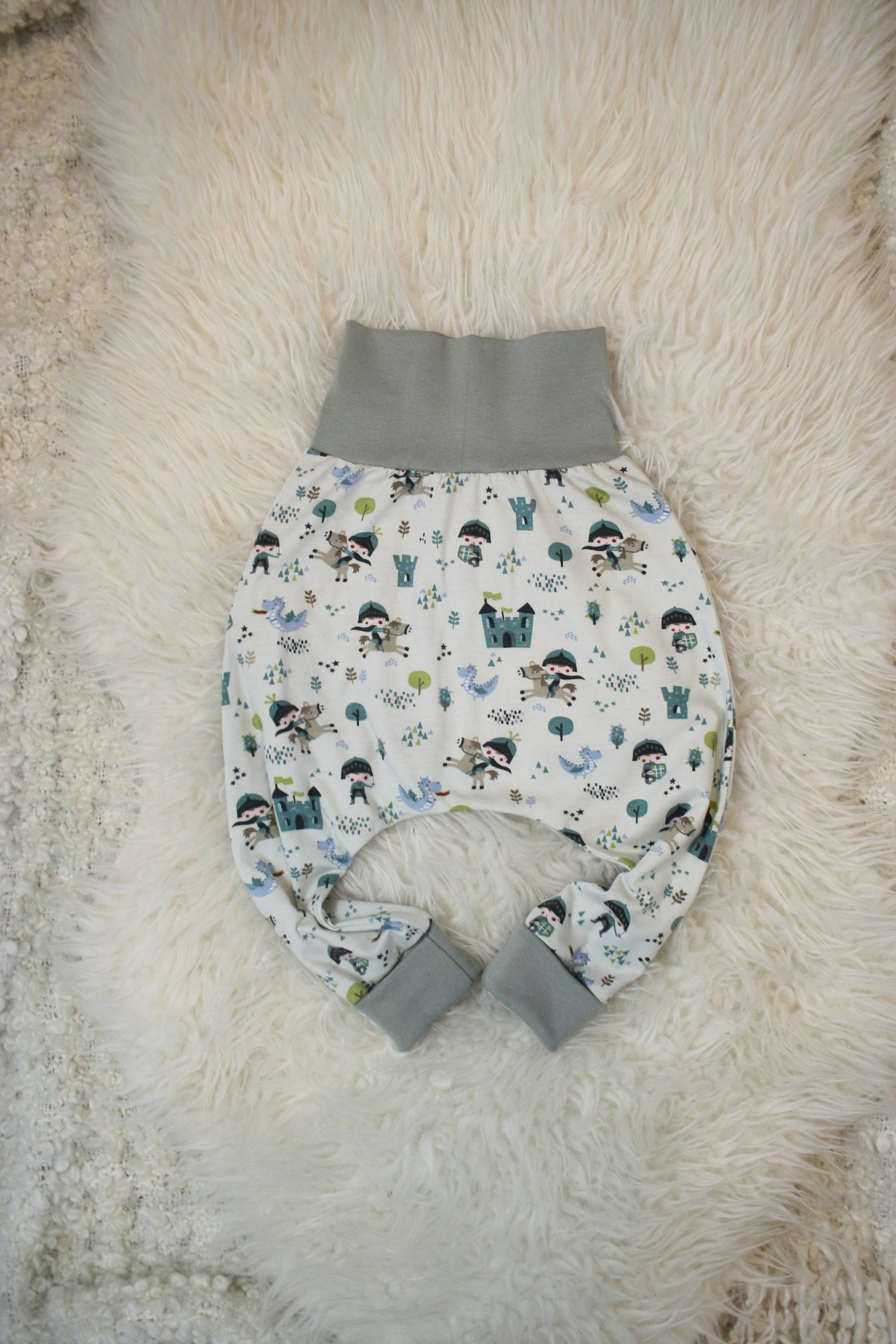 Haremshose Gr.92 Pumphose Baby Babyhose Kinderhose Jerseyhose Schlupfhose Mitwachshose Jungenhose Ritter Drachen Ritterburg Geschenk von BellaloukleinesLeben