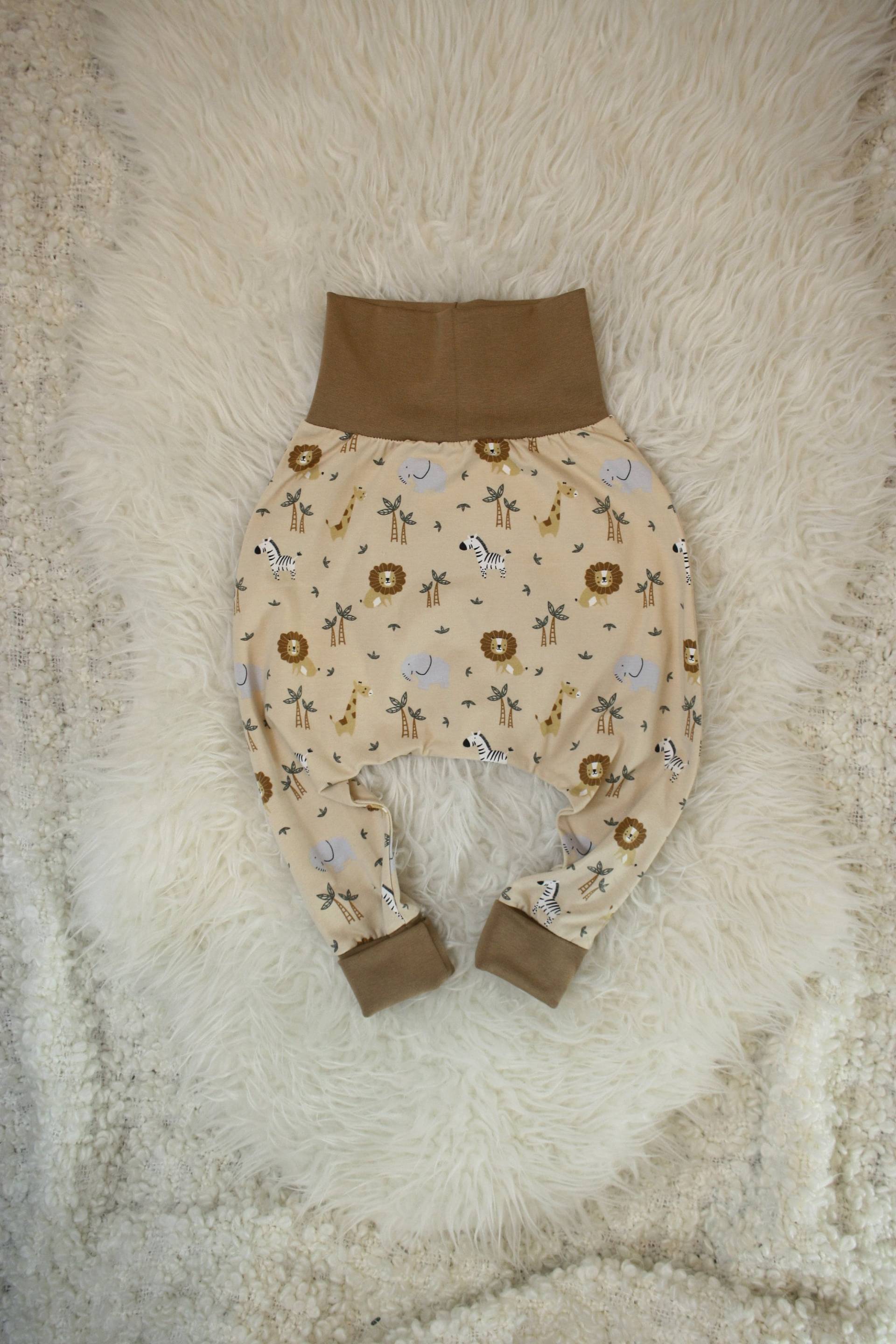 Haremshose Gr.92 Pumphose Baby Babyhose Kinderhose Jerseyhose Schlupfhose Mitwachshose Tiere Löwen Zebra Elefanten Geschenk Handmade von BellaloukleinesLeben