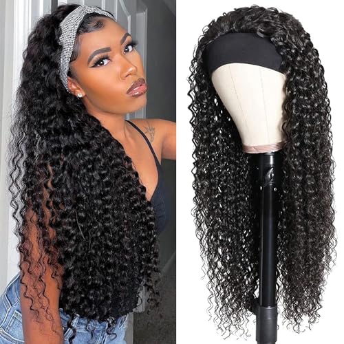 Bellarayine Perücke mit Stirnband, tiefe Welle, Echthaar, unbehandeltes brasilianisches Remy-Echthaar, ohne Klebstoff, ohne Spitzenfront, für schwarze Frauen Bellarayine Perücke mit Stirnband, tiefe Welle, Echthaar, unbehandeltes brasilianisches Remy-Echthaar, ohne Klebstoff, ohne Spitzenfront, für schwarze Frauen von Bellarayine