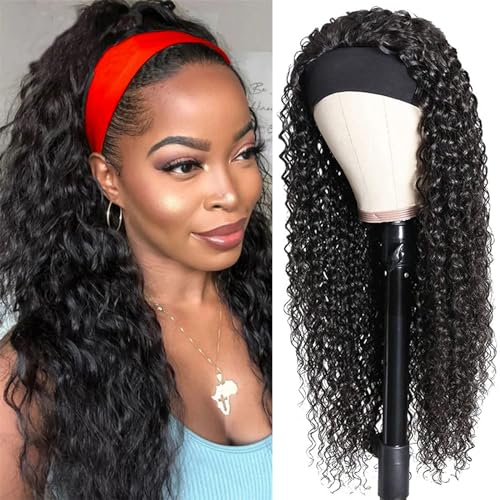 Bellarayine Perücke mit Stirnband, tiefe Welle, Echthaar, unbehandeltes brasilianisches Remy-Echthaar, ohne Klebstoff, ohne Spitzenfront, für schwarze Frauen Bellarayine Perücke mit Stirnband, tiefe Welle, Echthaar, unbehandeltes brasilianisches Remy-Echthaar, ohne Klebstoff, ohne Spitzenfront, für schwarze Frauen von Bellarayine