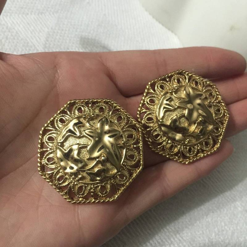 Couture José Y María Barrera Große Designer-Ohrringe Clip Eichenblatt Couture José Y María Barrera Große Designer-Ohrringe Clip Eichenblatt von BellarosaUS