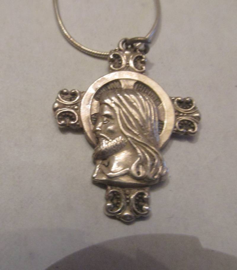 Vintage Sterling Silber Signiert Mayward Jesus Anhänger Halskette 23" Lang von BellarosaUS