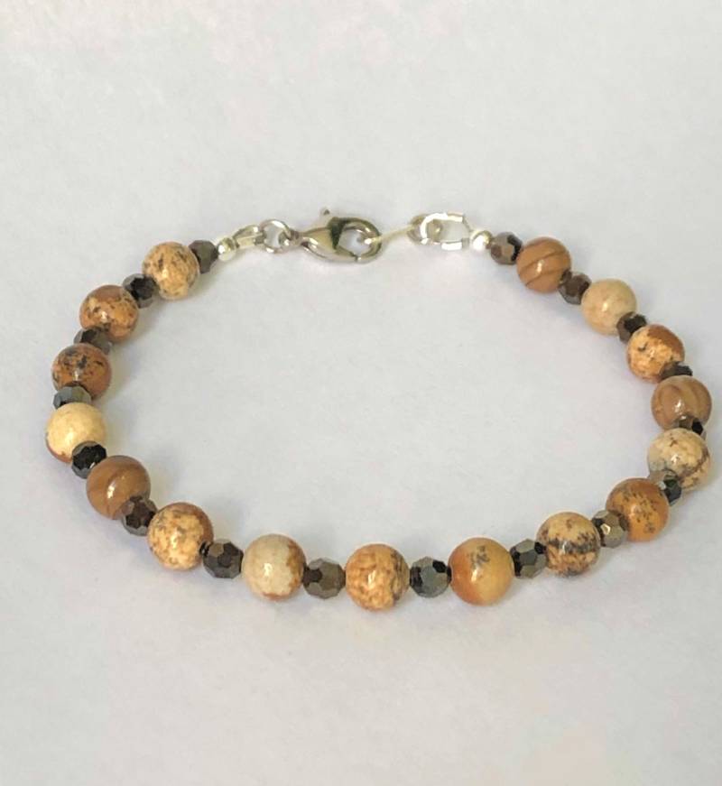 stein Und Schwarze Kristallperlen Armband von BellasBraceletShoppe