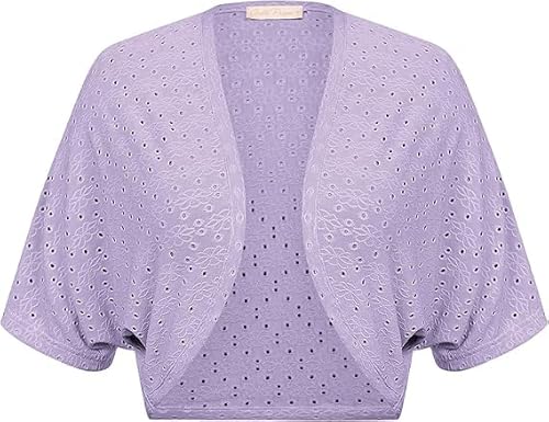 Belle Poque Damen Bolero Ausgehöhlt Batwing Ärmel Offener Front unregelmäßiger Saum Bolero von Belle Poque