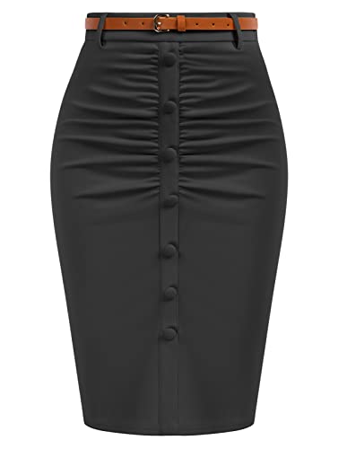 Belle Poque Damen Business Rock Pencil Kleid Slim Fit Fishtail Bleistiftrock BP0471A22-01_0XL von Belle Poque