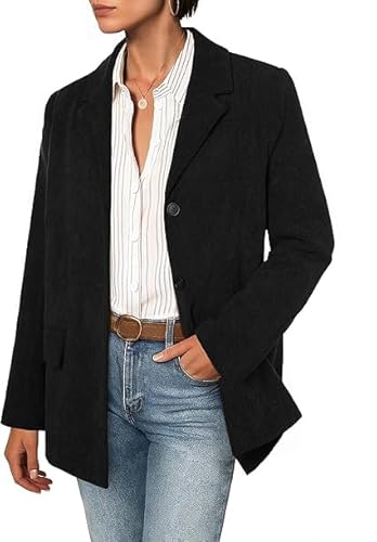 Belle Poque Damen Cord-Blazer Mantel Herbst Winter Label Langarm Button Down Boyfriend-Blazer Jacke von Belle Poque