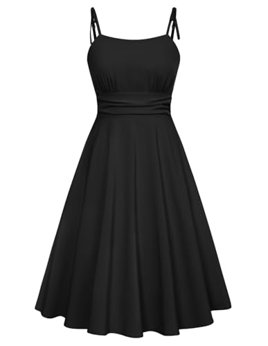 Belle Poque Damen Freizeit Kleid elegant Vintage A-Linie Kleider Renaissance-Kleid Hochzeit Cocktailkleid Schwarz BP0928-04 XXL von Belle Poque