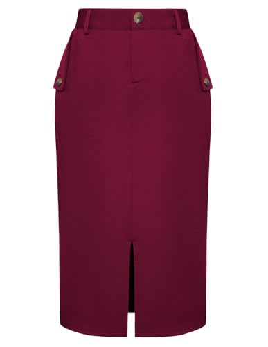 Belle Poque Damen Hohe Taille Business-Stil Rock Elegante Wrap Elastische Bleistift Röcke mit Taschen von Belle Poque