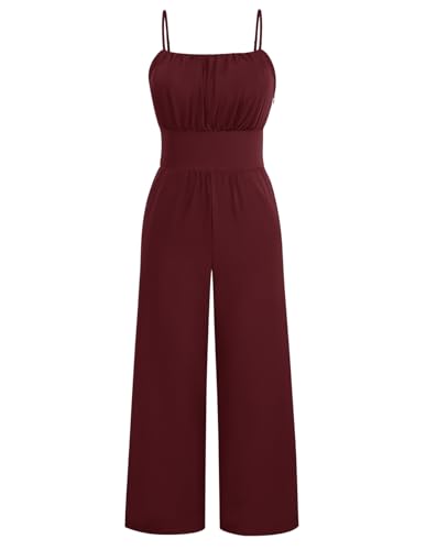 Belle Poque Damen Jumpsuit Elegant Hosenanzug Festlich Overall Damen Hosenanzug Ärmellos Party Urlaub Weinrot L von Belle Poque