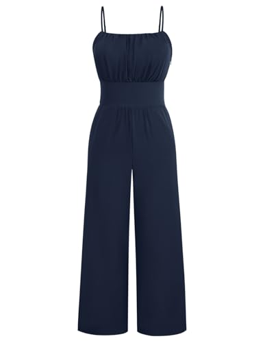 Belle Poque Damen Jumpsuit Elegant Hosenanzug Festlich Overall Damen Hosenanzug Party Urlaub Dunkelblau S von Belle Poque