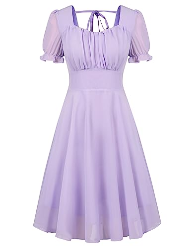 Belle Poque Damen Knielang Kurzarm Freizeitkleid Elegant Sommer A-Linie Kleid 2XL von Belle Poque