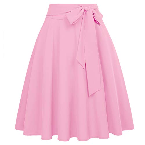 Belle Poque Damen Knielanger Vintage Rock Mit Schleife An Der Taille Plissiertem Saum Belle Poque Damen Knielanger Vintage Rock Mit Schleife An Der Taille Plissiertem Saum von Belle Poque