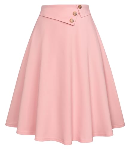 Belle Poque Damen Rock Vintage Midirock Hoher Taille und A-Linie Faltenrock von Belle Poque