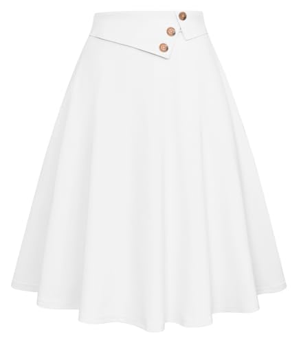 Belle Poque Damen Rock Vintage Midirock Hoher Taille und A-Linie Faltenrock von Belle Poque