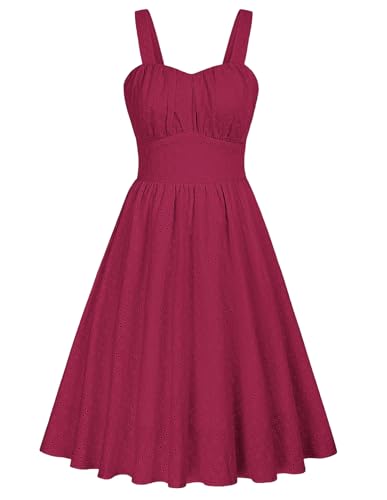 Belle Poque Kleid Damen Sommer Lässiges ärmelloses A-Linie Midi Baumwolle Kleid Hochzeitsgastkleid L von Belle Poque