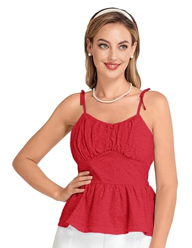 Damen Spaghetti Cami Oberteile Sommer Ärmellose Y2K Tank Top Rot XXL von Belle Poque