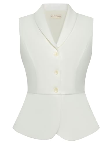 Belle Poque Damen Weste Reverskragen V-Ausschnitt Anzug Weste Elegant Button Down Dressy Anzug Weste für Business Work von Belle Poque