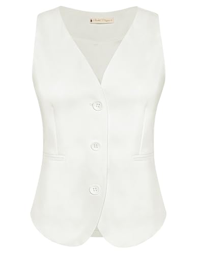 Belle Poque Damen Westen Sommer Vielseitig V-Ausschnitt Ärmellos Button Down Anzug Weste mit Taschen von Belle Poque