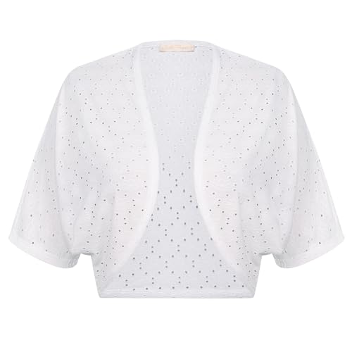 Belle Poque Damen ausgehöhlt Bolero Kurze Ärmel vorne offen leichte Strickjacke Shrug von Belle Poque