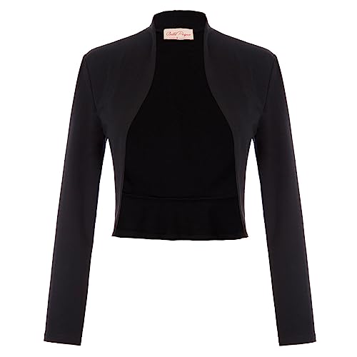 Belle Poque Fashion Bolero Damen Shrugs festlich Bolerojacke Schulterjacke Baumwolle Bolero, Schwarz(788-1), S von Belle Poque