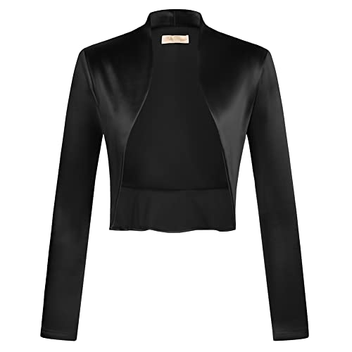 Belle Poque Festliche Bolero Damen Langarm schulterzucken Einfach Bolero Mode Shrug BP0573A22-01_0XL von Belle Poque