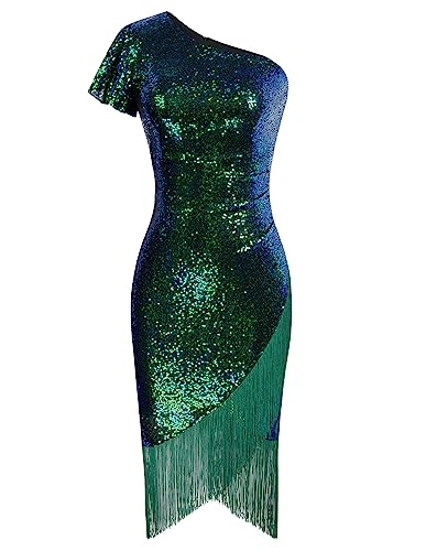 Belle Poque Kleid Damen Glizter 1920s Etuikleid Charleston Kleid Abendkleid Cocktailkleid Party Grün XL von Belle Poque