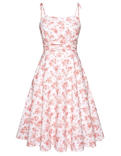 Belle Poque Kleid Hochzeitsgast Damen Sommer Ärmelloses Swing Kleid Geburtstagskleid für Damen XL von Belle Poque