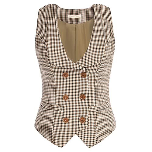 Belle Poque Plus Size Cowgirl Weste für Frauen U-Ausschnitt Party Kostüm ärmellose Westen Braun kariert BP0613-01 XXL Belle Poque Plus Size Cowgirl Weste für Frauen U-Ausschnitt Party Kostüm ärmellose Westen Braun kariert BP0613-01 XXL von Belle Poque