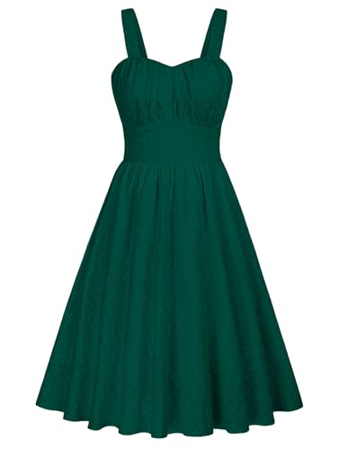 Belle Poque Plus Size Damen Kleid ärmellos A-Linie Halter Kleid Smocked Back Slim Fit Baumwollkleid 2XL von Belle Poque
