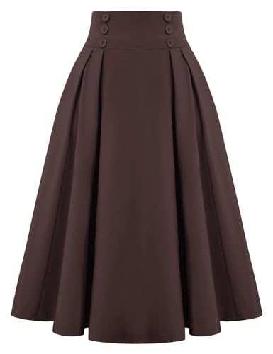 Belle Poque Plus Size Damen Röcke Vielseitig A-Linie Rock Elegant Swing Faltenrock XXL von Belle Poque