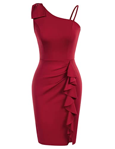 Belle Poque Retro Festlich Ärmellos Bleistiftkleid für Valentinstag Frühling Rot XL 528A22-02 von Belle Poque