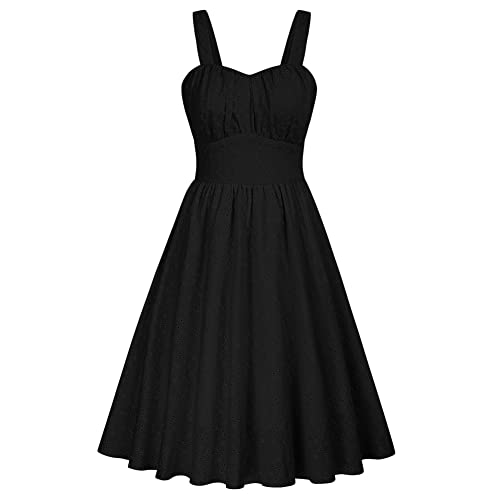 Belle Poque Sommer Strand Swing Baumwollkleid Midi Länge ärmellos Ruch Front hohe Taille A-Linie Halter Sonnenkleid BP0724-02 L von Belle Poque