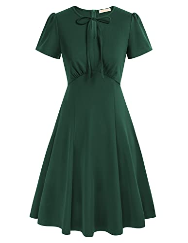 Belle Poque Strandkleid Damen Sommerkleid Damen Knielang Rockabilly Kleid für Prom Dress Dunkelgrün XL von Belle Poque