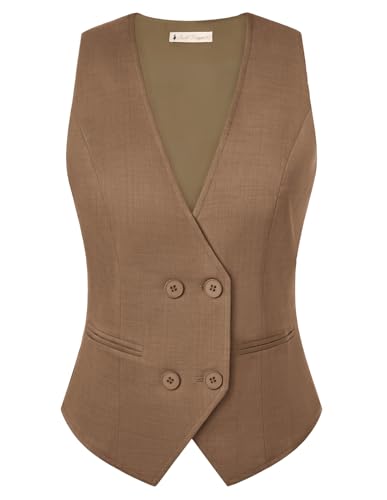 Belle Poque Weste Damen Herbst Business-Stil Ärmellose Anzüge Blazer Elegante Anzugwesten für Arbeits Büro Kaffeebraun M Belle Poque Weste Damen Herbst Business-Stil Ärmellose Anzüge Blazer Elegante Anzugwesten für Arbeits Büro Kaffeebraun M von Belle Poque